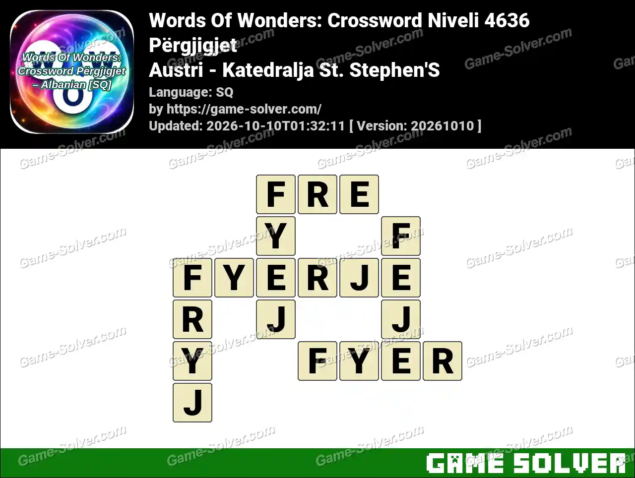 Words Of Wonders: Crossword Niveli 4636 Përgjigjet – Austri – Katedralja St. Stephen’S